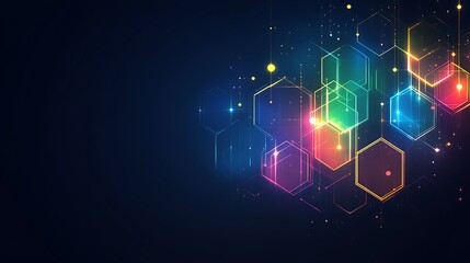 Obraz premium Abstract Hexagon Network Glowing Colorful Design