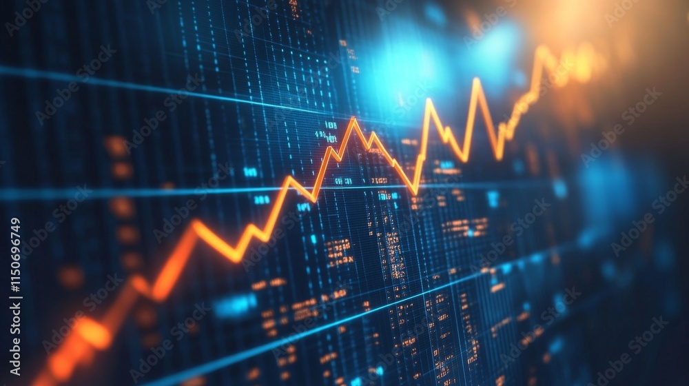 Poster dynamic stock market graph with data visualization background