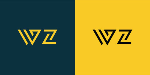 WZ abstract  minimalist letters Logo Monogram. It is a minimalist logo, this logo is made by combining two letters