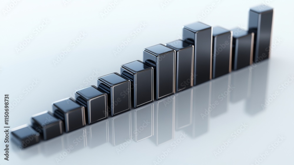 Aufkleber black and silver bar chart representing data growth and progression