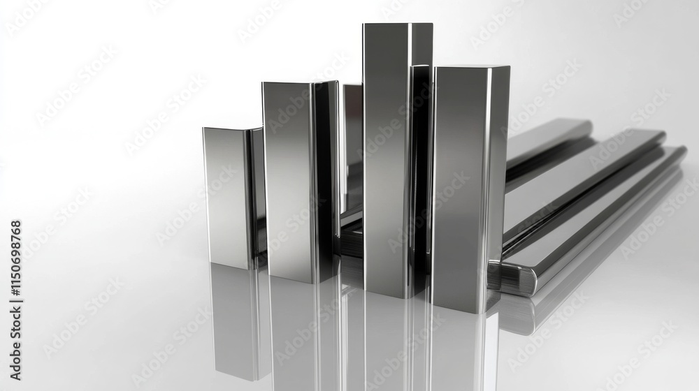 Poster Abstract Metallic Bars on Reflective Surface for Design Concepts