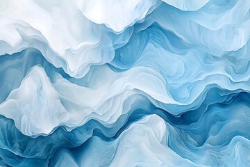 Obraz premium Soft blue and white abstract waves blending to form an airy and minimal design