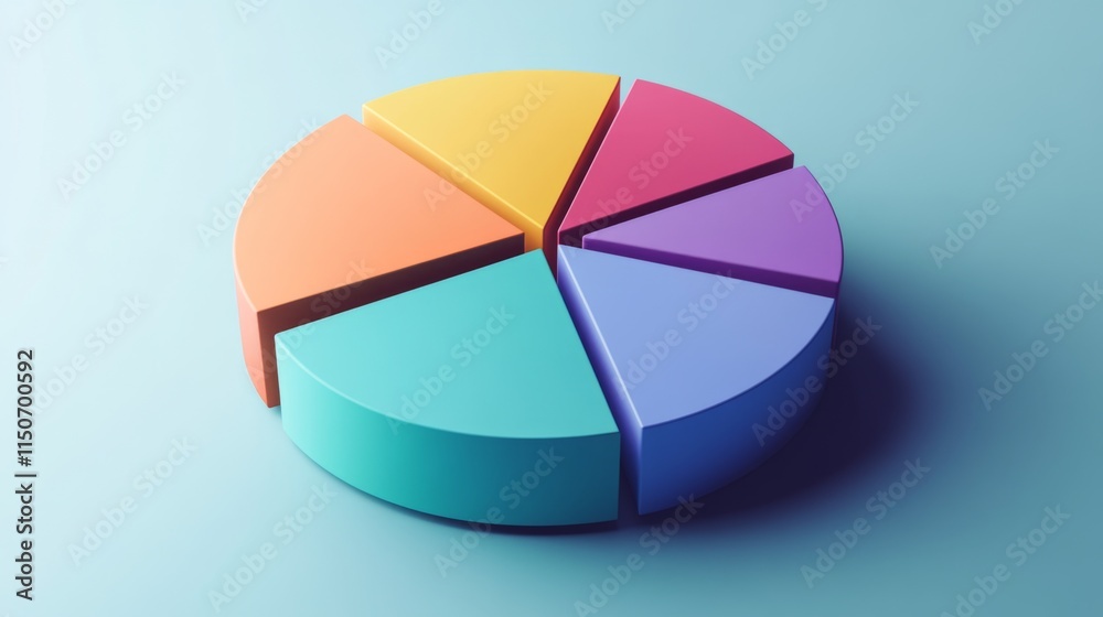 Aufkleber Colorful 3D Pie Chart Representing Data Visualization Concepts