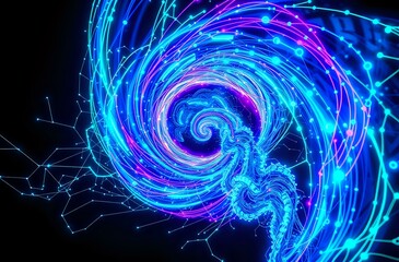 Captivating Purple Glow Galaxy Cybernetic Art Nouveau Stock Photo
