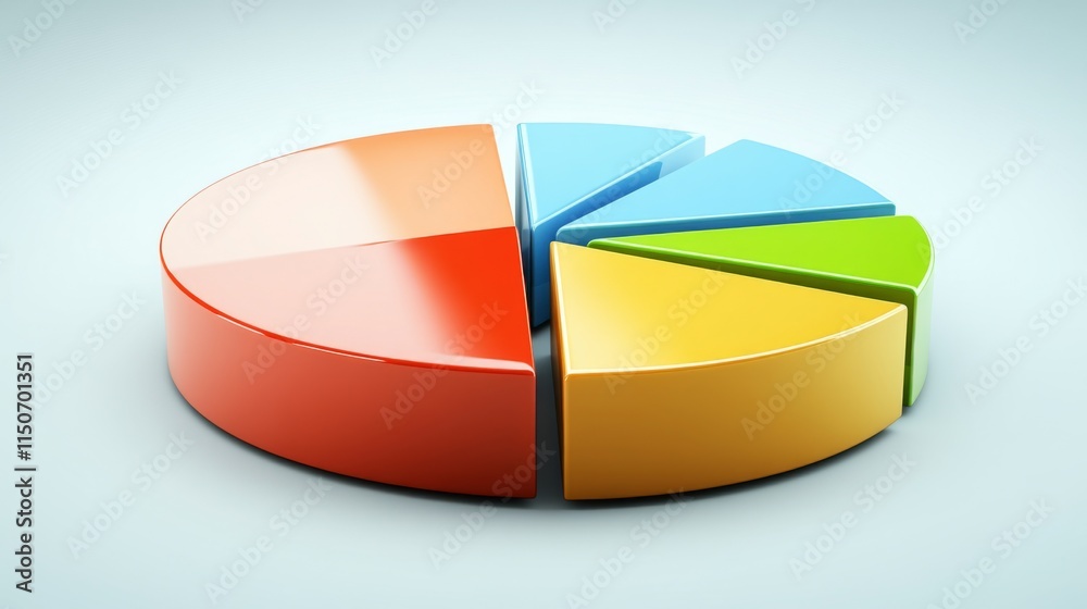 Poster colorful 3d pie chart representation for data visualization concepts