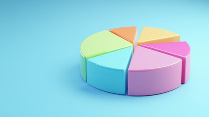 Obraz premium Colorful Pie Chart Segments on Light Blue Background