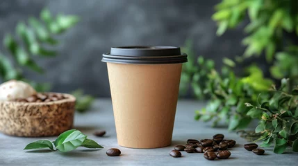 Paper cup of coffee on a dark background