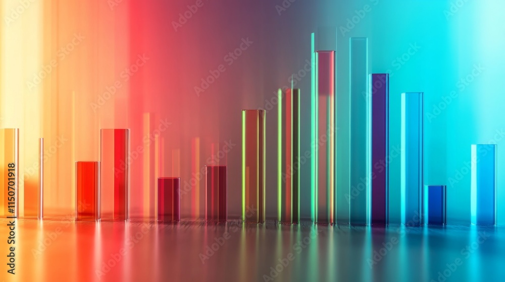 Poster vibrant colorful bar graph on gradient background for data visualization