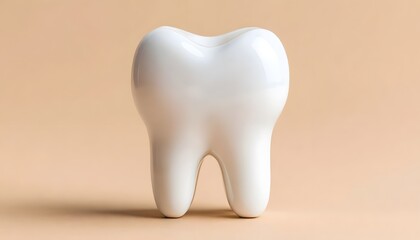 Minimalist model of a white tooth. Symbolizes dental care, oral health and hygiene.