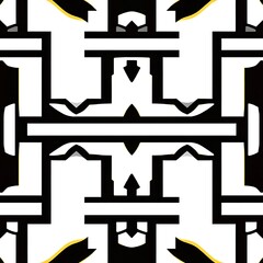 Geometric Black and Gold Seamless Pattern 