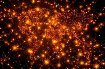 Obraz premium Globe of Connected Cities - Cybernetic Art Nouveau Style