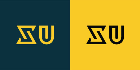 XU abstract  minimalist letters Logo Monogram. It is a minimalist logo, this logo is made by combining two letters