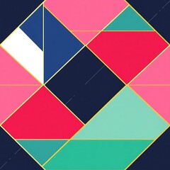 Geometric Abstract: A vibrant and dynamic abstract pattern with bold colors and geometric shapes. This digital art piece is perfect for modern design projects, branding, and social media.  