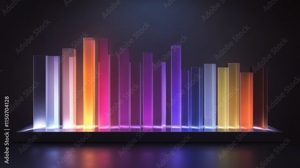 Poster colorful abstract bar graph displaying data visualization concept