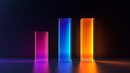 Colorful Neon Bars Representing Data Visualization and Growth