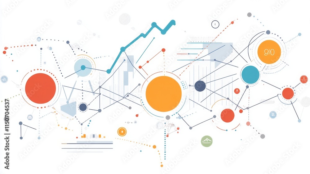 Poster abstract data visualization with colorful circles and shapes