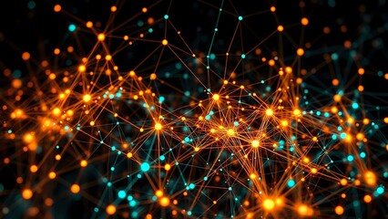 Complex Network Dynamics: Glowing Cybernetic Art Nouveau