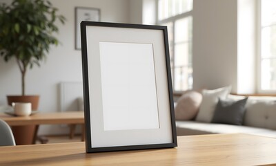 Fototapeta premium Blank Picture Frame Mockup in Modern Living Room