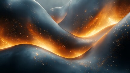 Obraz premium Abstract Glowing Waves Of Dark Blue And Gold