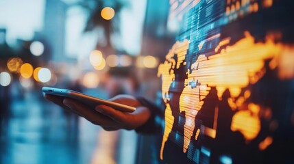 Tourism growth metrics tracked through interactive maps, digital growth chart, global exploration