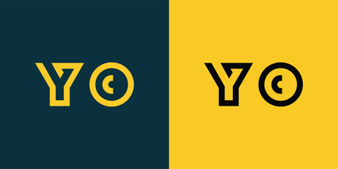 YO abstract  minimalist letters Logo Monogram. It is a minimalist logo, this logo is made by combining two letters