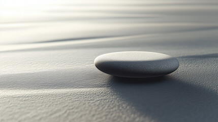 Smooth stone on a sandy surface in minimalist style