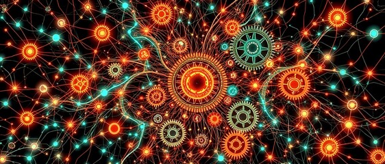 Glowing Art Nouveau Cybernetic Galaxy