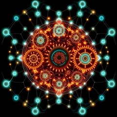 Radiant Cybernetic Vortex | Abstract Data Art