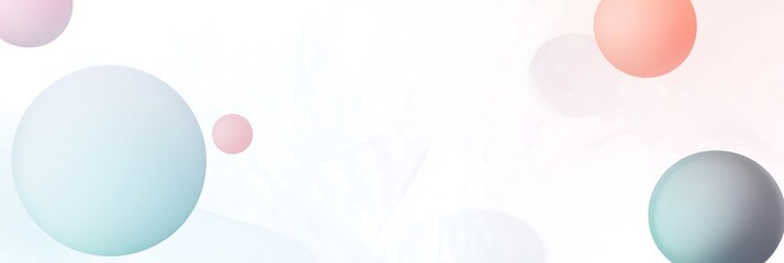 Soft, colorful spheres float against a blurred, pastel background.