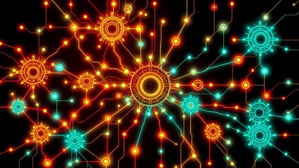 Obraz premium Mesmerizing Cybernetic Explosion on Dark Background