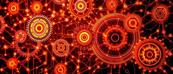 Red and Orange Glowing Circles Abstract Pattern