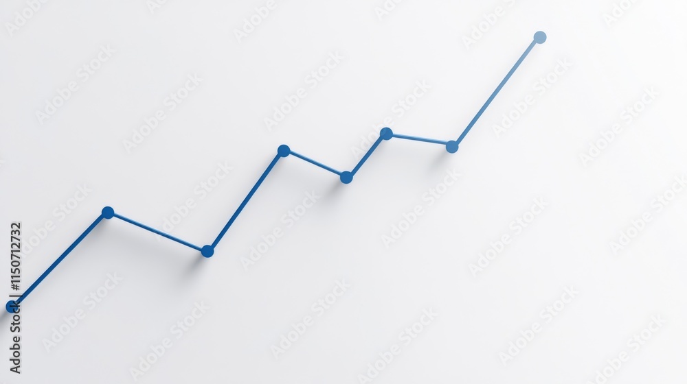 Poster blue line graph showing steady growth against minimalist background