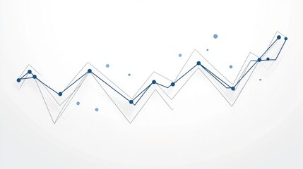 Obraz premium Abstract Data Analytics with Trendline and Blue Dots on White Background