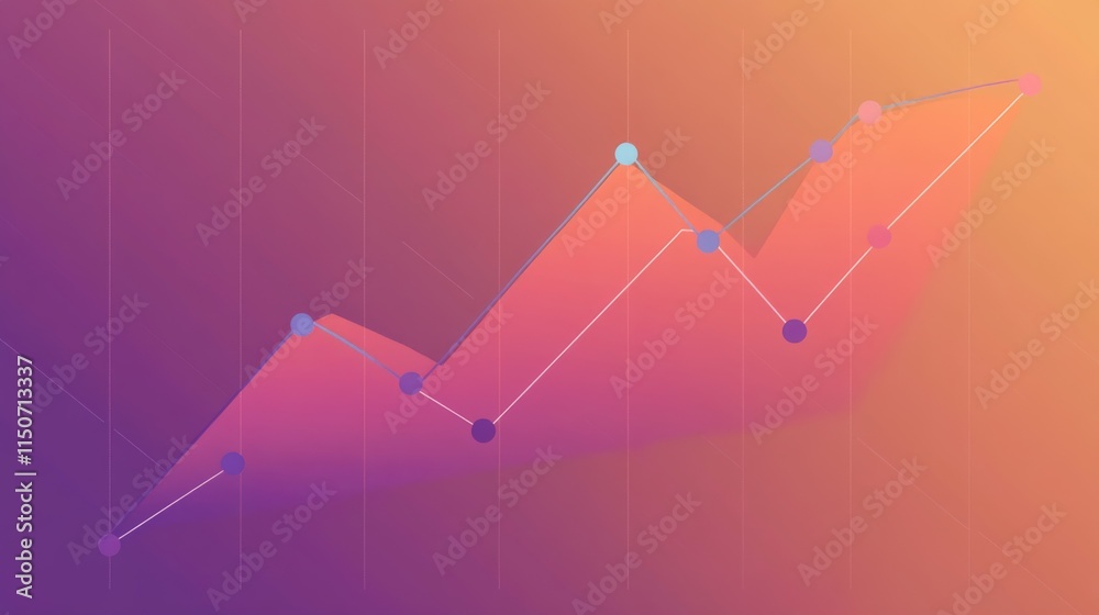 Poster Abstract Financial Growth Chart with Color Gradient Background