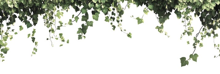 A lush display of green ivy leaves cascading against a white background, creating a fresh and vibrant atmosphere.