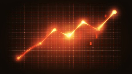 Naklejka premium Vibrant Orange Digital Line Graph on Dark Background for Data Analysis