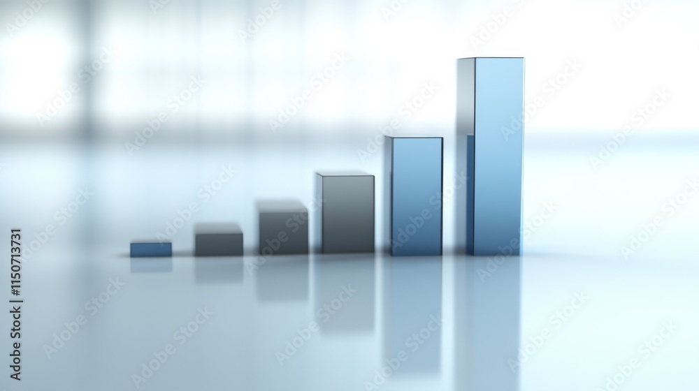 Poster 3d bar chart representing growth and progress in data visualization