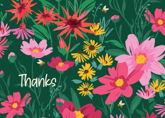 Fototapeta premium Vector floral design. Template for card, poster, flyer, cover, home decor and other