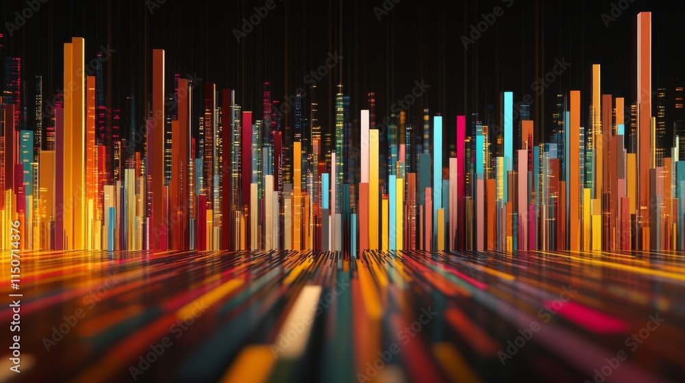 Poster colorful abstract data visualization in digital landscape