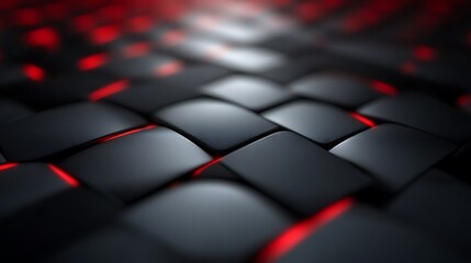 Fototapeta premium Abstract Dark Grey Cubes With Red Lighting