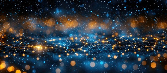 Obraz premium A vibrant abstract representation of interconnected data points in a cosmic setting.