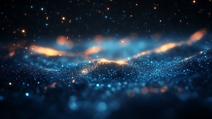 Obraz premium Abstract Blue And Orange Glowing Particle Waves