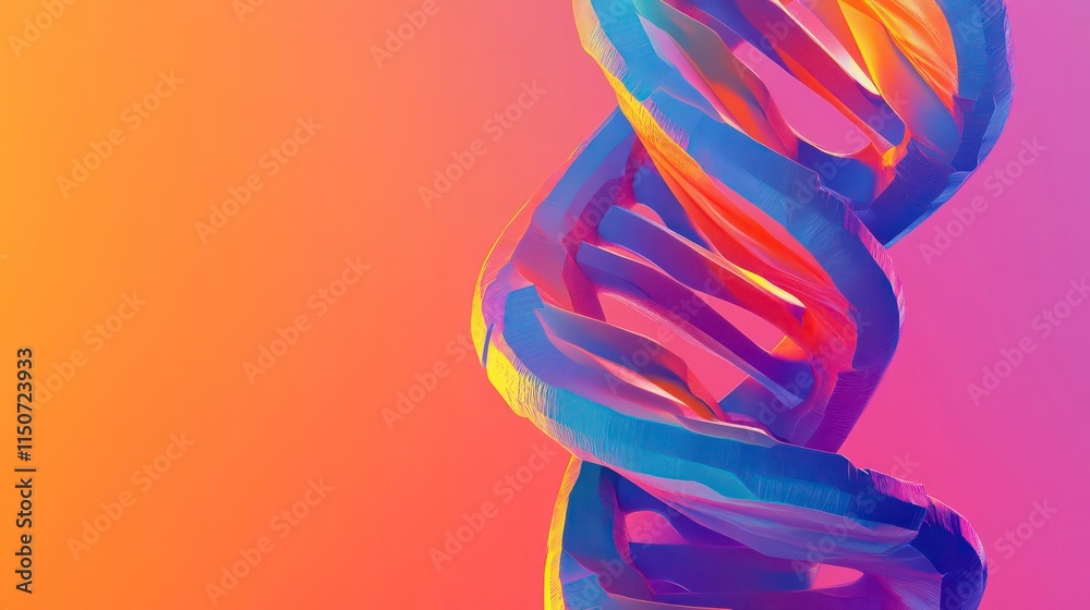 Aufkleber abstract colorful dna helix against a vibrant gradient background.