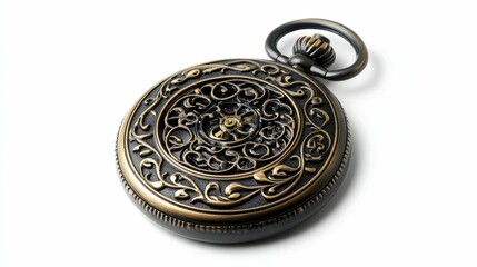 Ornate pocket watch, exposed gears, metallic, vintage design.