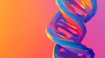 Abstract colorful DNA helix against a vibrant gradient background.