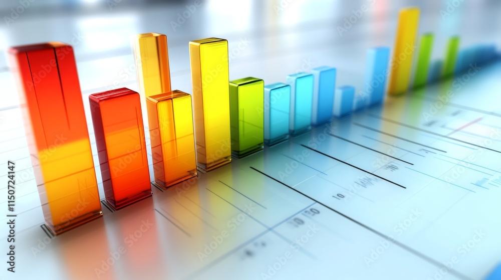 Aufkleber colorful bar graphs representing financial growth and data analysis