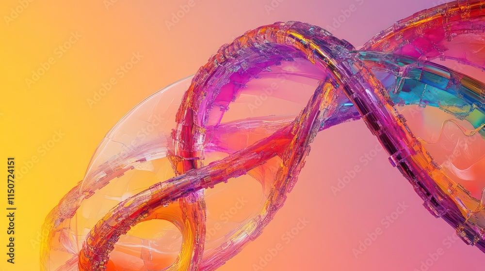 Poster abstract colorful swirling helix design.