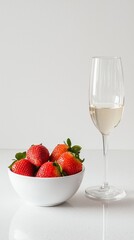Elegant Champagne Flute and Fresh Strawberries