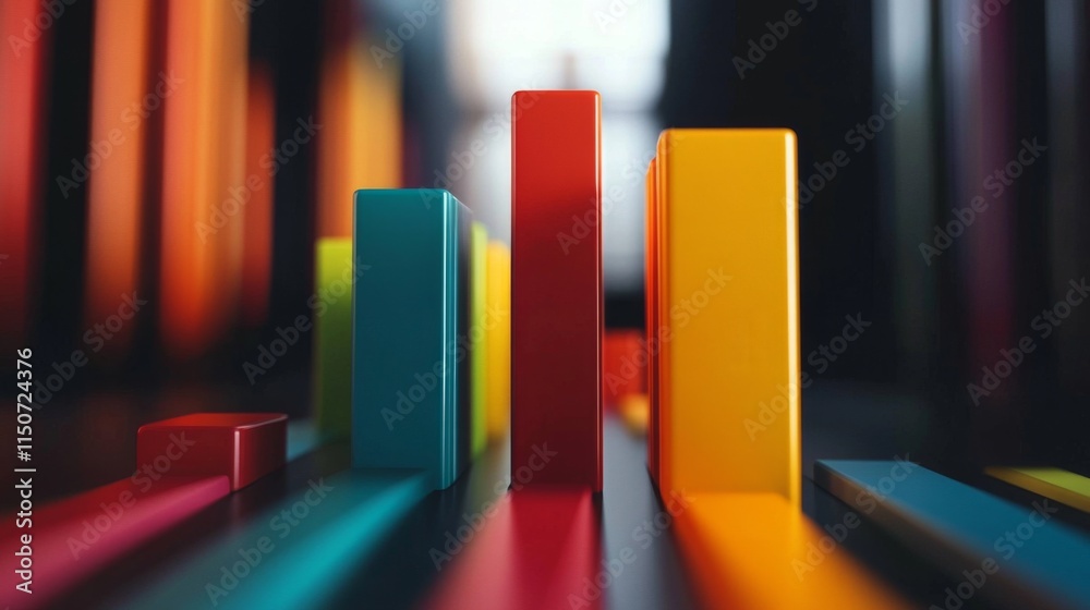 Poster colorful stacked blocks creating geometric shapes and patterns