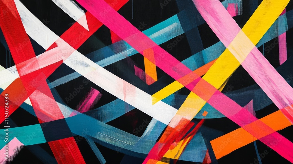 Aufkleber vibrant abstract brush strokes on dark background with dynamic colors